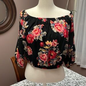 Whimsical Floral Sexy Romantic Off-Shoulder Women's Crop Top